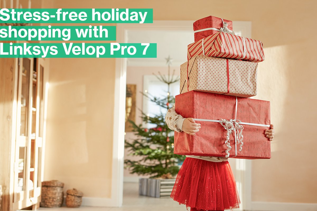 Make your holiday shopping stress-free! 🎁

#Linksys Velop Pro 7 with Cognitive™ Security capability works continuously to optimize your devices online and ensure secure WiFi usage so you can buy the perfect gifts without a glitch. 💳
bit.ly/MBE7001_VelopP…

#LinksysxHolidays