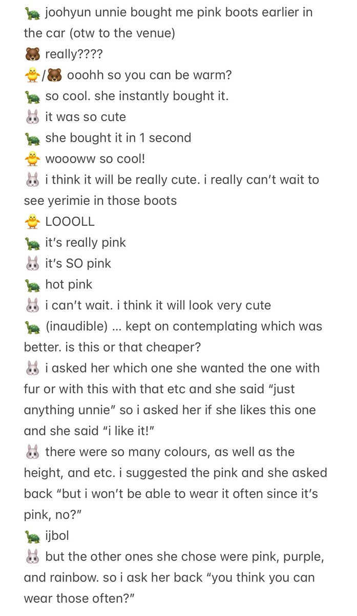 more detailed translation because it’s too cute—can’t wait to see the pink boots come in the mail so yeri can wear it asap and irene can see how cute it is in real life 😭😭😭