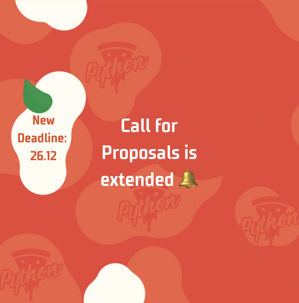 pythonpizzaconf's tweet image. We’ve heard your requests and extended the deadline to the 26th of December! 🎉 
Don't miss the chance to share your Python insights! 🐍🍕 #PraguePythonPizza #CallforProposals #PythonPizza