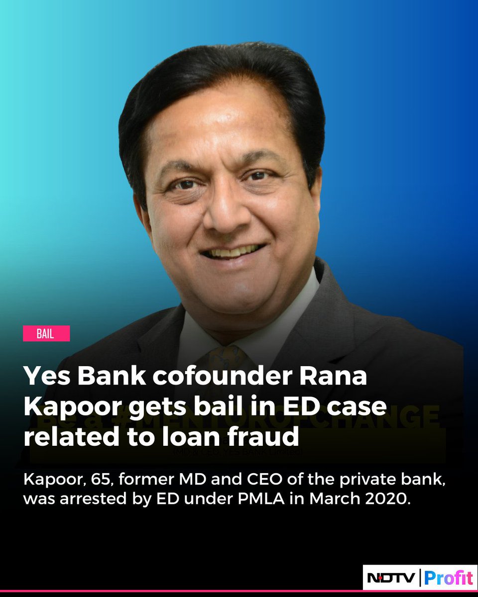Special court granted bail to #YesBank cofounder #RanaKapoor in a money-laundering case linked to alleged financial irregularities at the bank.