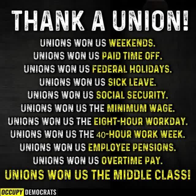 Companies did not give these rights to workers willingly. They were fought for by unions. So remember to thank them this holiday season and continue to support their fight to earn workers more.
#SolidaritySeason share.demcastusa.com/s/qCBHY9UT2UAU…