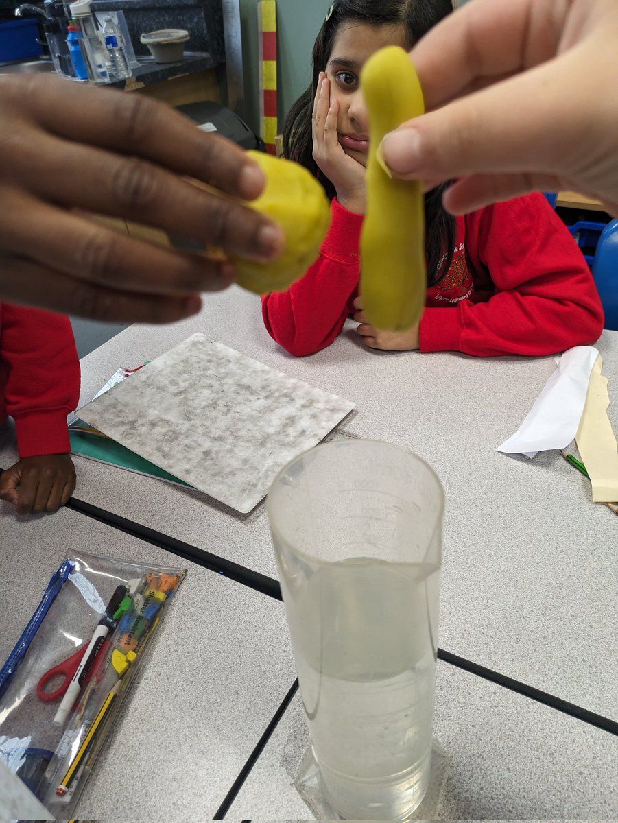 We tested out the effects of water resistance on the surface area of objects in our science lesson today! We observed that the smaller the surface area, the quicker the object will move through water!