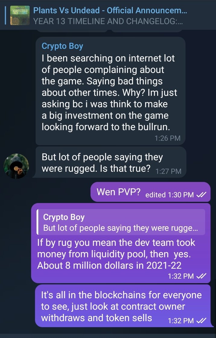 CryptoalertNft's tweet image. Será que nos banean de nuevo en el telegram de #PVU?

Pero si preguntan hay que decir las cosas como son, no creen?