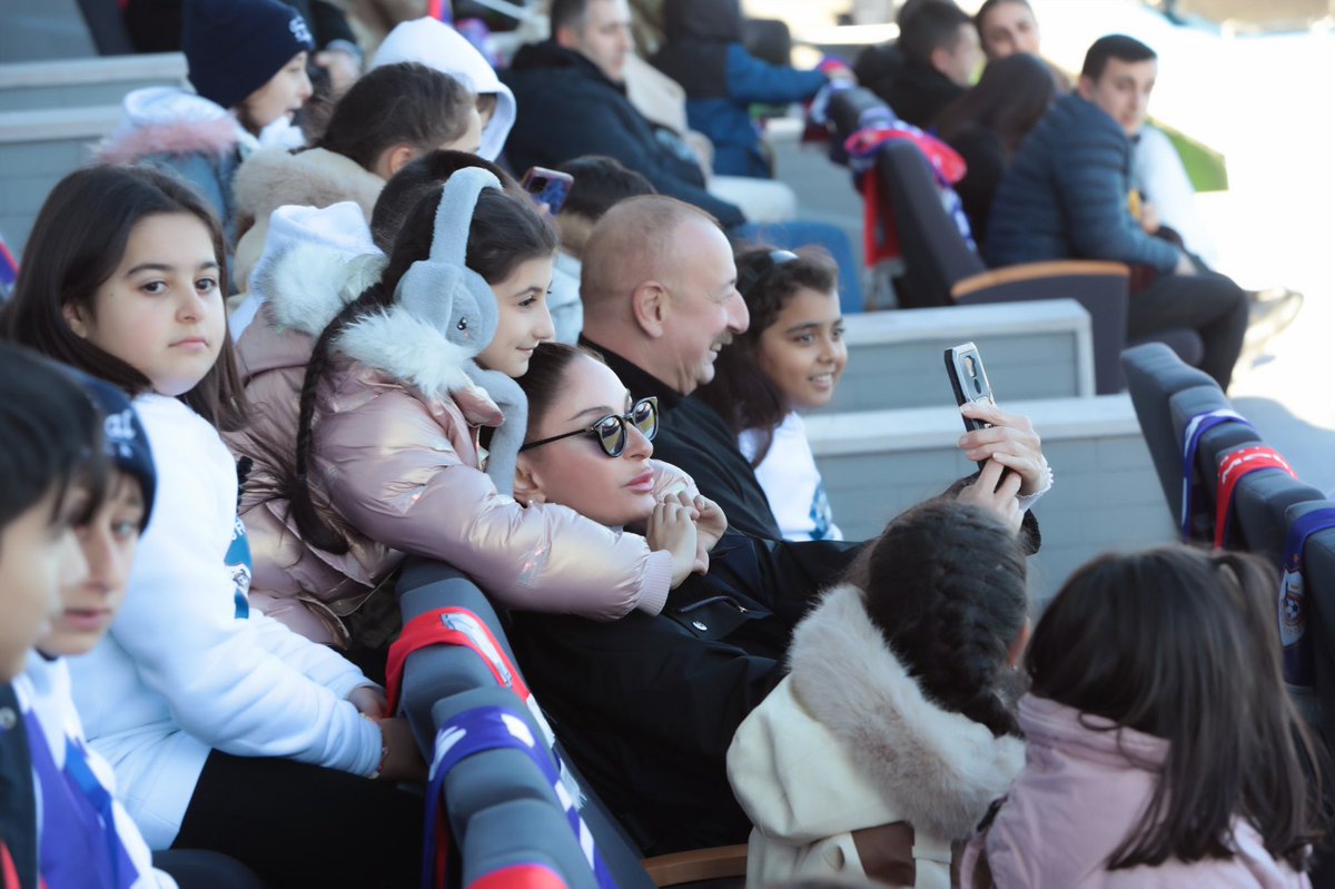 Today marks a historic event for Azerbaijani people as FC Qarabag (Aghdam) and MOIK (Baku) clashed in the Azerbaijani Cup round of 16 match at the Khankendi Stadium. President Ilham Aliyev and First Lady Mehriban Aliyeva were present at the stadium to watch the match.