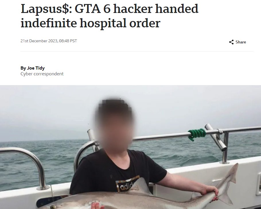 [閒聊] 洩漏GTA6的18歲駭客被判處無限期住院令