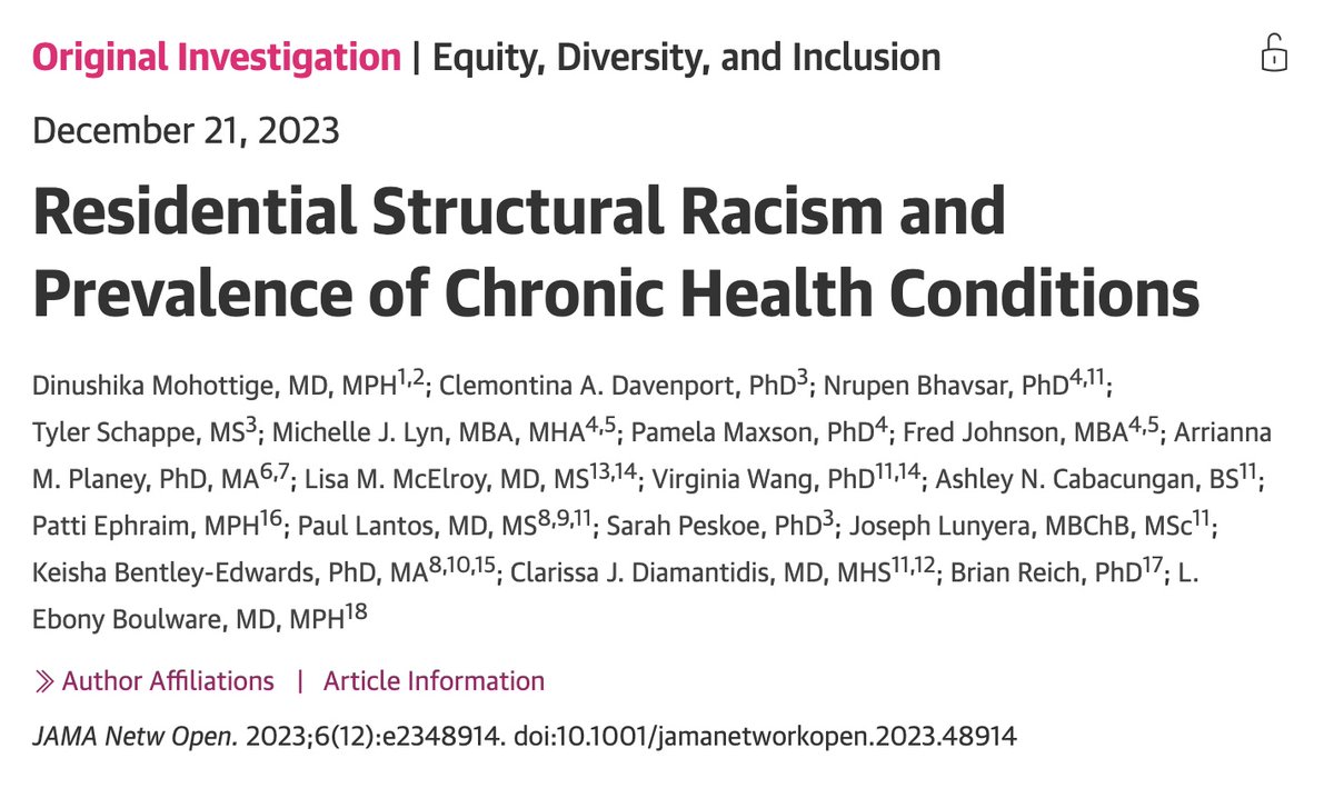 In this article out today, IHER’s @DMohottige and colleagues discuss how neighborhood structural racism indicators are associated with neighborhood prevalence of chronic conditions. Read the article: tinyurl.com/ypd5c6td Read the press release: tinyurl.com/mc42kn5v