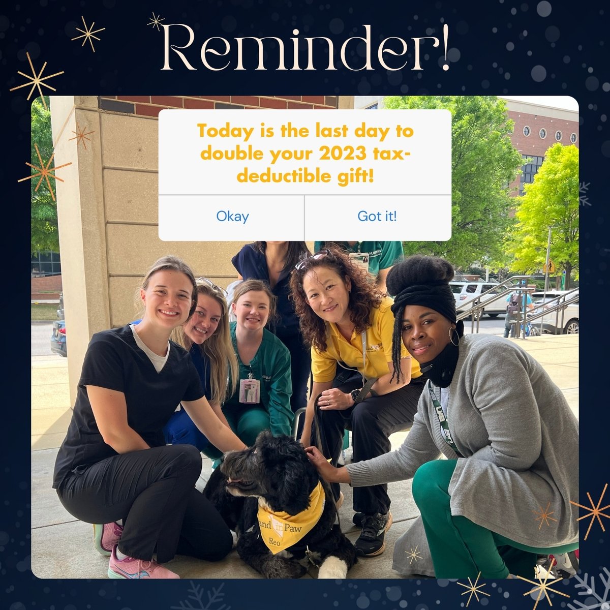 Today is your LAST CHANCE to make a tax-deductible donation for 2023, and we have some exciting news to share❗️Every gift given before midnight TONIGHT will be matched, doubling the impact of your contribution! Donate now at handinpaw.org/donate