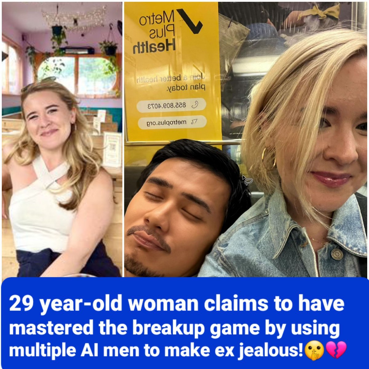 Madeline Salazar, 29, is being trolled as well as appreciated for using AI dudes in her selfies to make the ex jayyy. 🤫💕💔🤳 She claims it totally works! Would you try it?? #AI #jealous #boyfriend