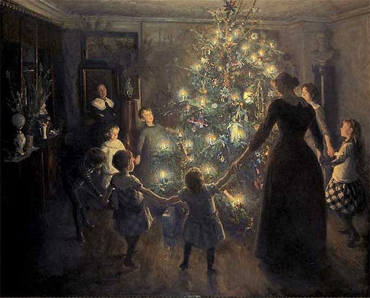 Se ami rettamente puoi fare solo il bene. Giovanni Boccaccio #NataleInsieme 🎄 #SalaLettura #Raccontodellasera ⚘️ Girotondo intorno all’albero di Natale ⚘️🎄⚘️ Viggo Johansen #art