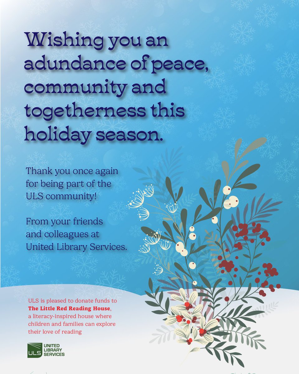 🎁 To our friends ☺️ and colleagues 😊 in the ULS community📚, we wish you an abundance of peace ☮️, more community 🥰 and togetherness 🫂 this holiday season!🎄