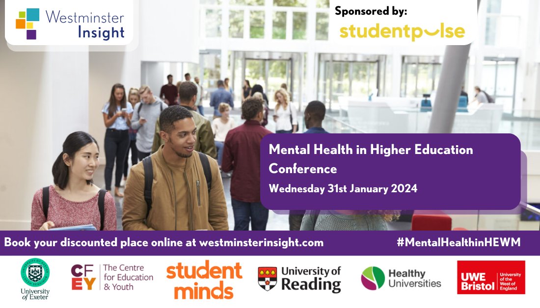 Join Westminster Insights Mental Health in Higher Education Conference on 31st January 2024! Do not miss this opportunity to get guidance and practical solutions that will help you to improve access to services and mental health support for students. Sponsored by: StudentPulse…