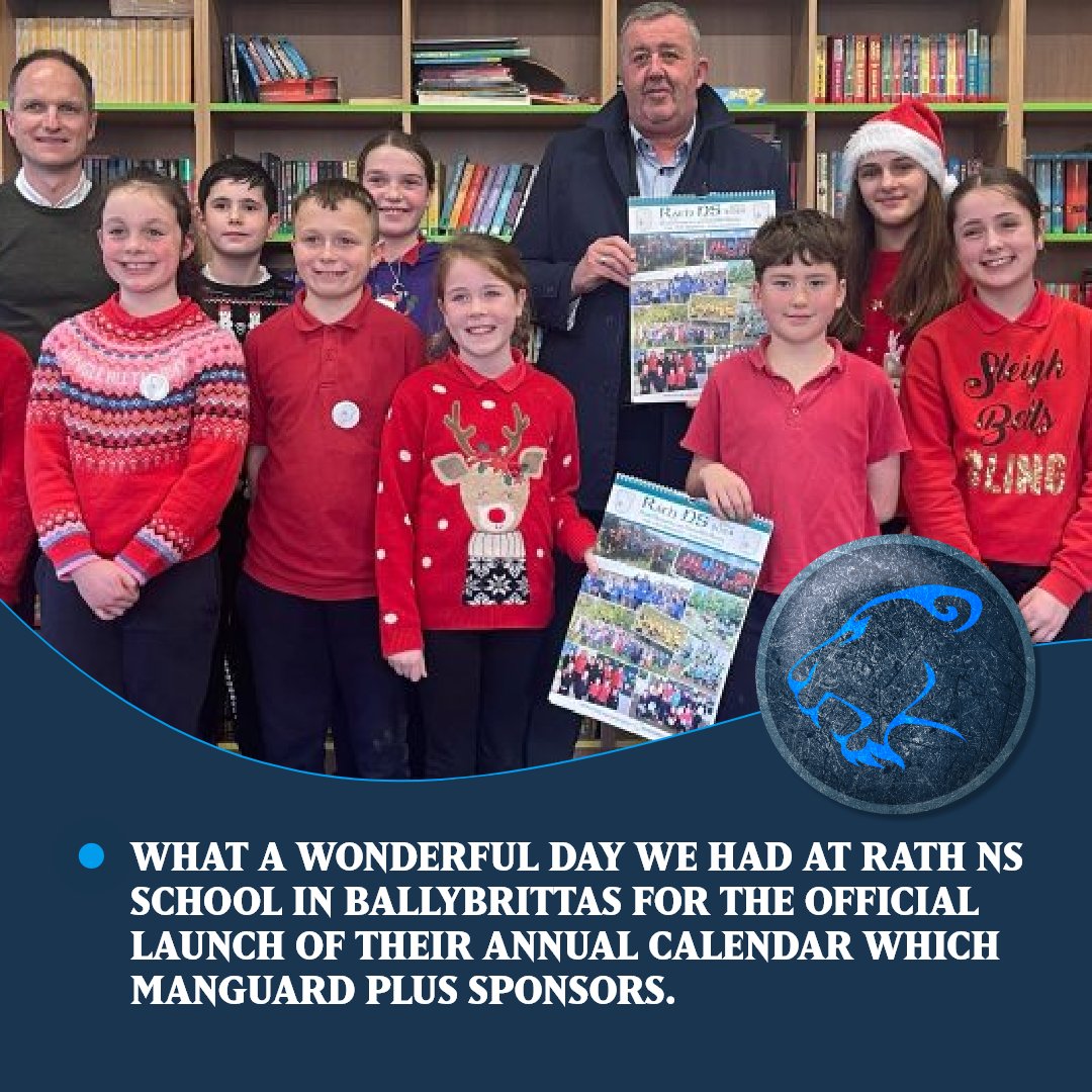What a wonderful day we had at Rath NS School in Ballybrittas for the official launch of their Annual Calendar which Manguard Plus sponsors. Our CEO, Sean Hall went to school there, has wonderful memories of attending. @LaoisPeople1 shorturl.at/PY378 #GivingBack #CSR