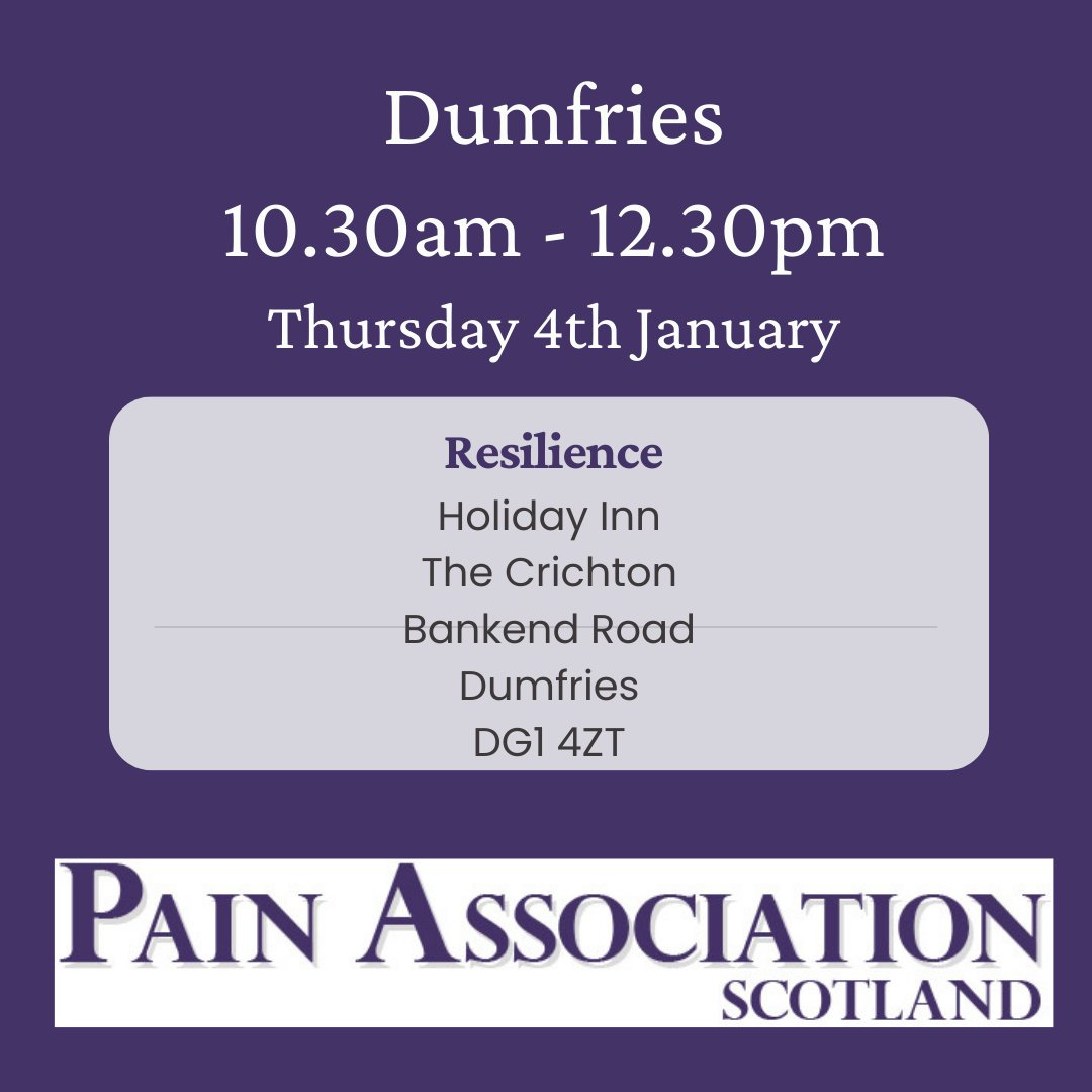 Next Dumfries meeting will be face to face Venue details 👇 To sign up 👇 bit.ly/3suRNrn #Selfmanagement #Chronicpain @SoniaCottom @DGNHS @dgcouncil @DGWGO @DumGalLibraries @dghscp @ScotCLWnetwork