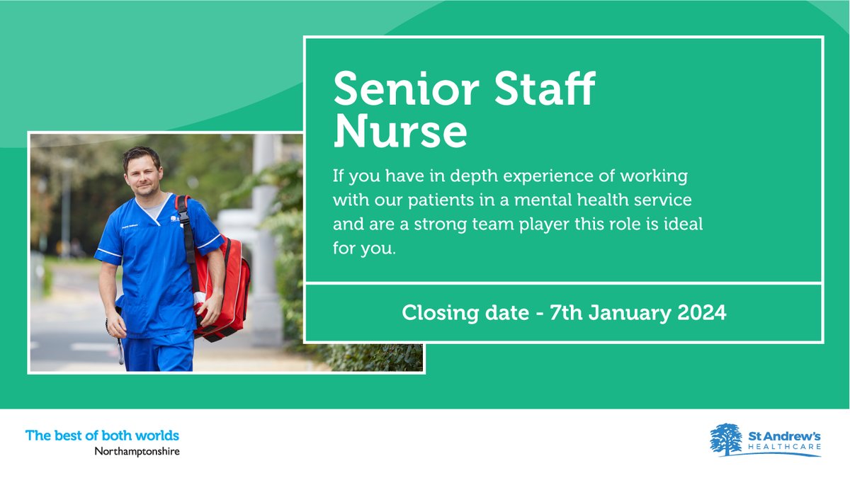 Play a vital role as a valued member of a well established multi- disciplinary team at @StAndrewsCare and be responsible for the delivery of high quality, patient-focused care! For more information about the role and responsibilities, click here - zurl.co/zvMe #Careers