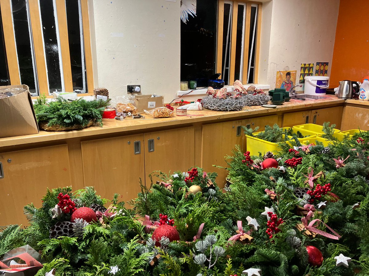 Oberstown staff and young people made Christmas wreaths and festive decorations for the local senior citizens' home in Lusk as part of their <a href="/GaisceAward/">Gaisce - The President's Award</a> community project. Thanks to staff who made this random act of seasonal kindness possible. #NollaigShona #Community