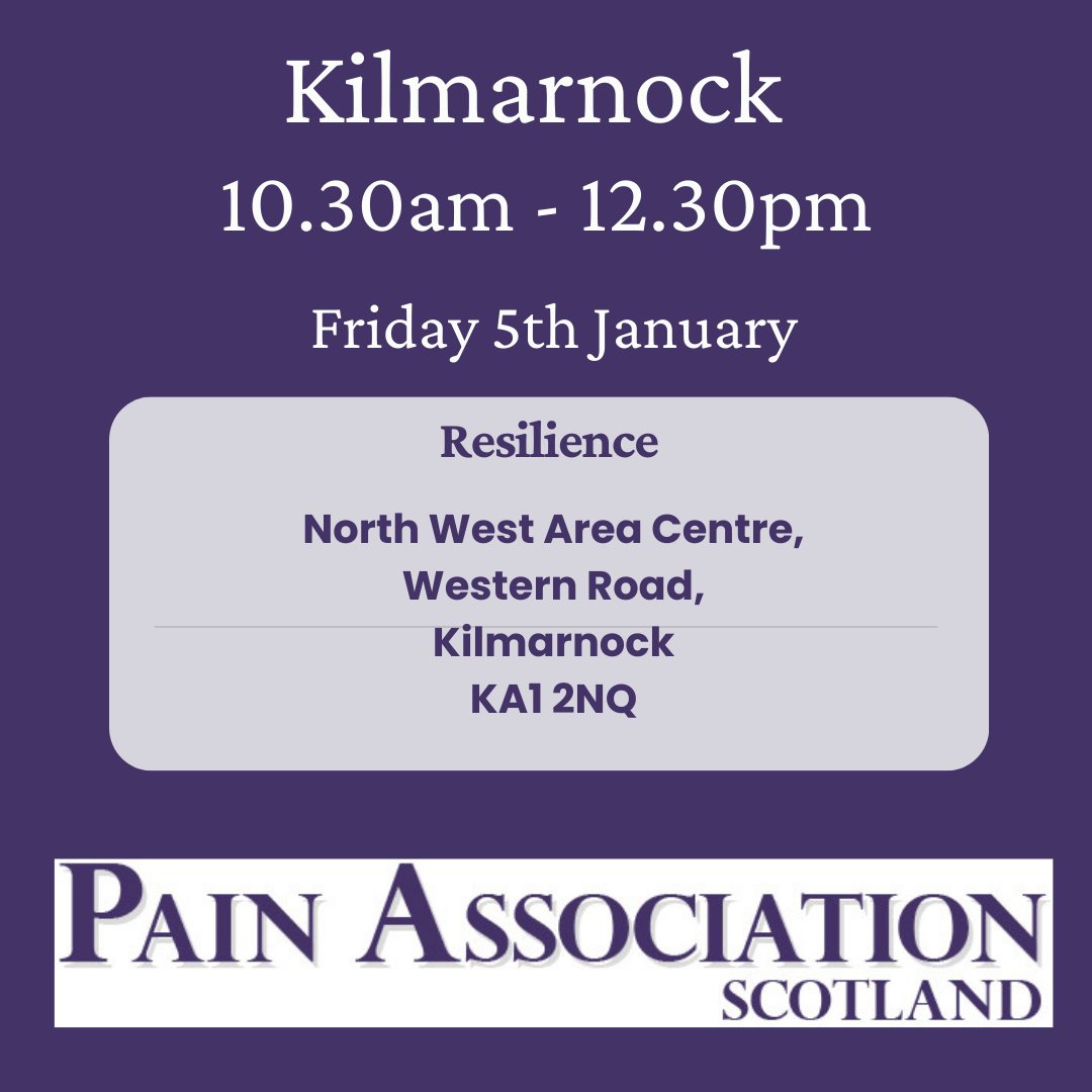 Next Kilmarnock meeting will be face to face Venue details 👇 To sign up 👇 bit.ly/3suRNrn #resilience #Chronicpain #Fibromyalgia @SoniaCottom @NHSaaa @EAHSCP @EastAyrshire @EALeisure @NHSAAAPharmacy @ScotCLWnetwork @NHSAAALibrary