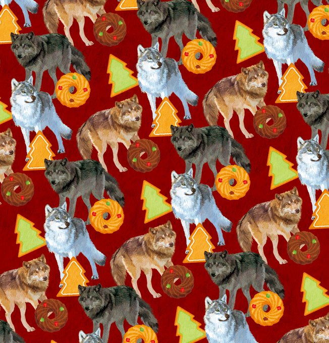 オオカミと冬のクッキー Red #Photoshop #wolf #オオカミ
