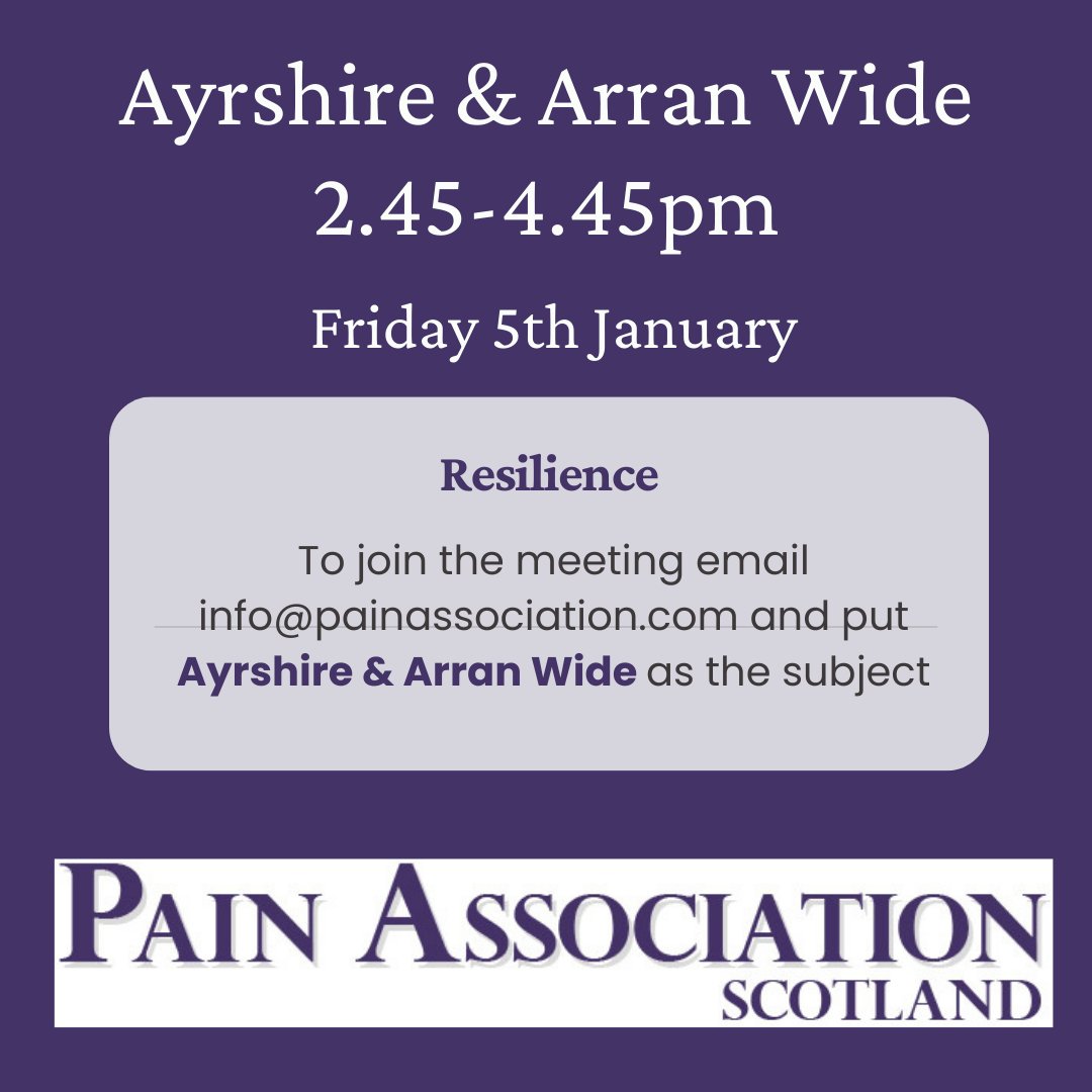 Next Ayrshire &amp; Arran Wide meeting will be online

Meetings details 👇

To sign up 👇
bit.ly/3suRNrn

#Selfmanagement #Chronicpain #Fibromyalgia 

<a href="/SoniaCottom/">Prof Sonia Cottom</a> <a href="/NHSaaa/">NHS Ayrshire & Arran</a> <a href="/North_Ayrshire/">North Ayrshire Council</a> <a href="/NAHSCP/">North Ayrshire HSCP</a> <a href="/NHSAAALibrary/">NHS A&A Library & Knowledge Services</a> <a href="/NHSAAAPharmacy/">NHS Ayrshire & Arran Pharmacy</a>
<a href="/BeithCentre/">BeithHealthCentre</a> <a href="/ScotCLWnetwork/">Scottish Community Link Worker Network</a> <a href="/NHSAAALibrary/">NHS A&A Library & Knowledge Services</a>