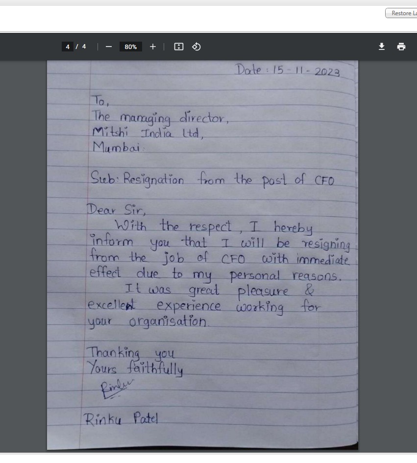 this CFO seems to have borrowed a page from his kid's rough note book and have written resignation letter in that and uploaded in BSE. Listed companies in India 😂😂😂