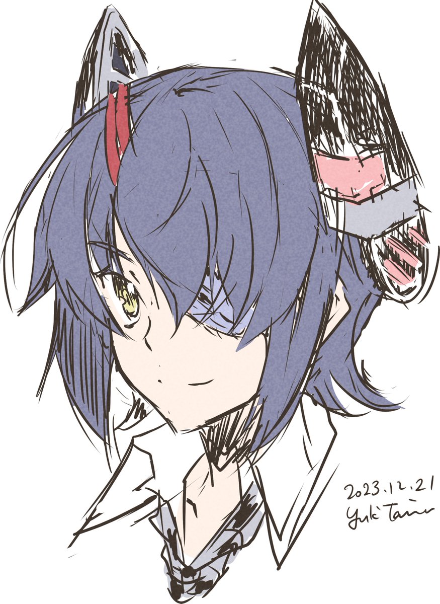 tenryuu (kancolle) 1girl solo eyepatch headgear purple hair dated necktie  illustration images