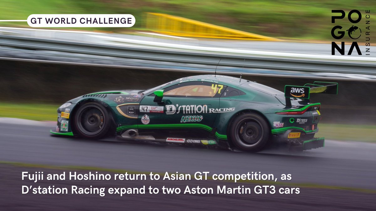 D'station Racing will contest both the Fanatec #GTWorldChAsia powered by AWS and Japan Cup in 2024. Tomonobu Fujii and Satoshi Hoshino are set for the full Asian season in the new Aston Martin Vantage AMR GT3. Am pairing Kenji Hama and Tatsuya Hoshino will race in the Japan Cup.