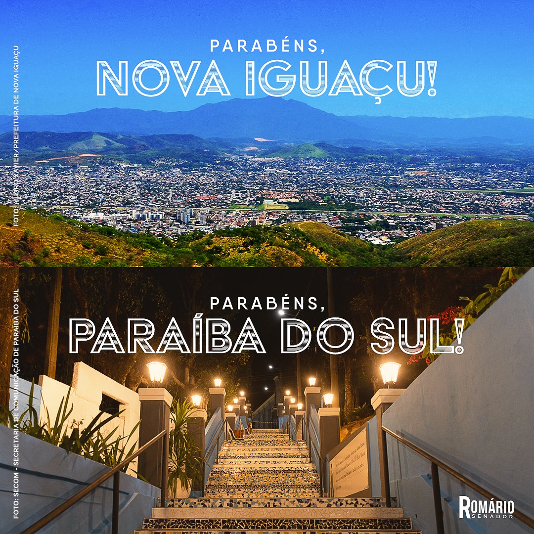 Hoje é aniversário de Nova Iguaçu e Paraíba do Sul. Parabéns aos moradores! 👏🏾👏🏾👏🏾