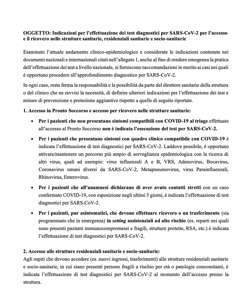 Torniamo l'ultima volta sulla questione circolare e imposizioni sperando di far cosa gradita.   Proviamo a spiegarlo in modo semplificato. Ad oggi, 20 dicembre 2023, non esiste NESSUNA nuova circolare che impone tamponi o altre assurdità del genere per due semplici ragioni:   1.…