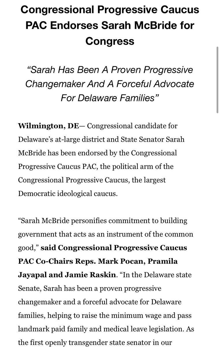 CPC PAC endorses Sarah McBride in Delaware’s at large race