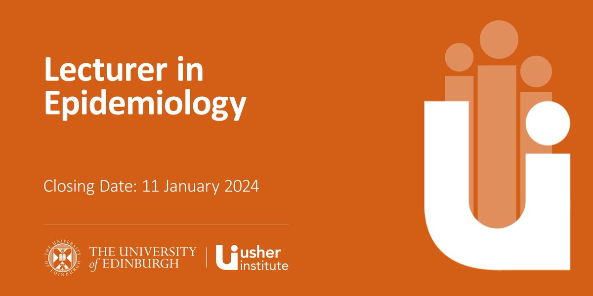 Join us! We are #hiring here at the Usher Institute. #Vacancy: Lecturer in Epidemiology Closing date: 11 Jan 2024 Further details: buff.ly/3Ccfeuh