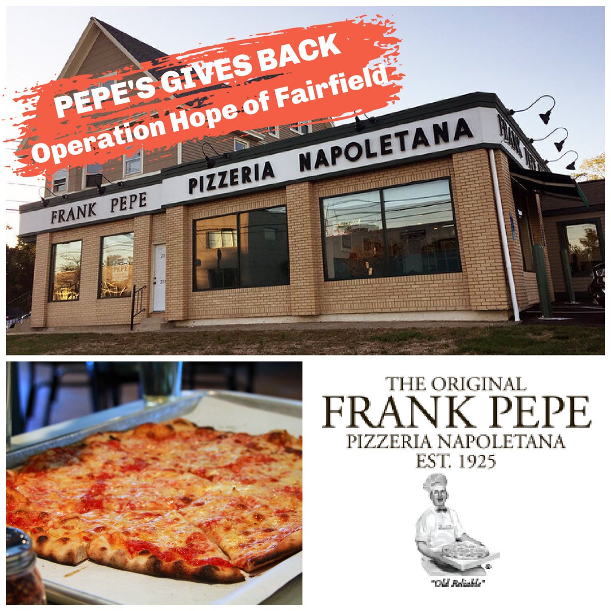 Thank you <a href="/frankpepepizza/">Frank Pepe Pizzeria Napoletana</a> for feeding our Community Kitchen guests every Tuesday for a year! 🍕❤️ operationhopect.org/pepes-gives-ba…