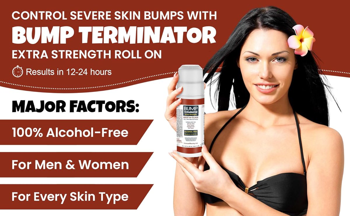 Severe Ingrown Hairs? Sensitive Skin? Need Results in 24hrs? Then Hurry & Get the All New BUMP Terminator EXTRA STRENGTH, Alcohol FREE Ingrown Hairs Treatment & Dark Spots Roll On. #ShavingBumps #IngrownHairs #RazorShaving #WetShaving #BikiniBumps #Bikini amazon.com/gp/product/B09…