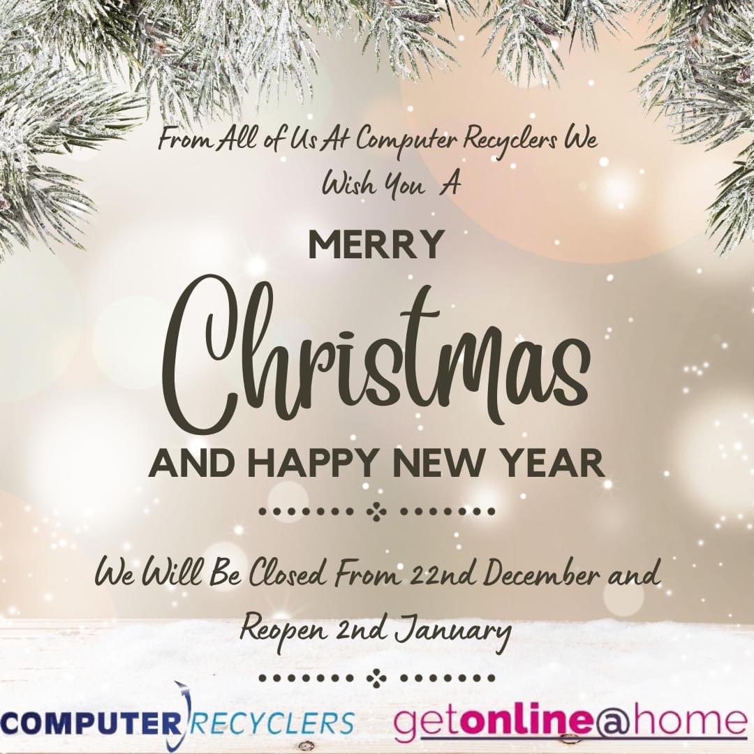 We are grateful to all staff, customers and suppliers who've helped 2023 be another good one 😊 Whilst we'll be taking a break between Friday 22nd December to Tuesday 2nd January, refurbished devices can still be ordered online, for January despatch getonlineathome.org