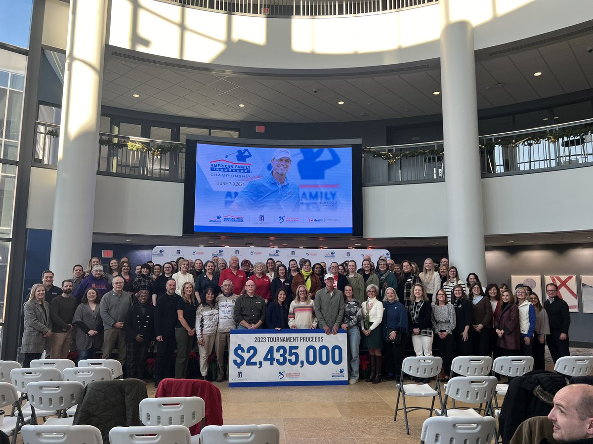 Yesterday the @StrickerFNDN was able to donate this $ to 147 different charities around the area! All done through the @amfamchamp. We are so grateful for the sponsors, the players and the volunteers for their support! #dreamachieved