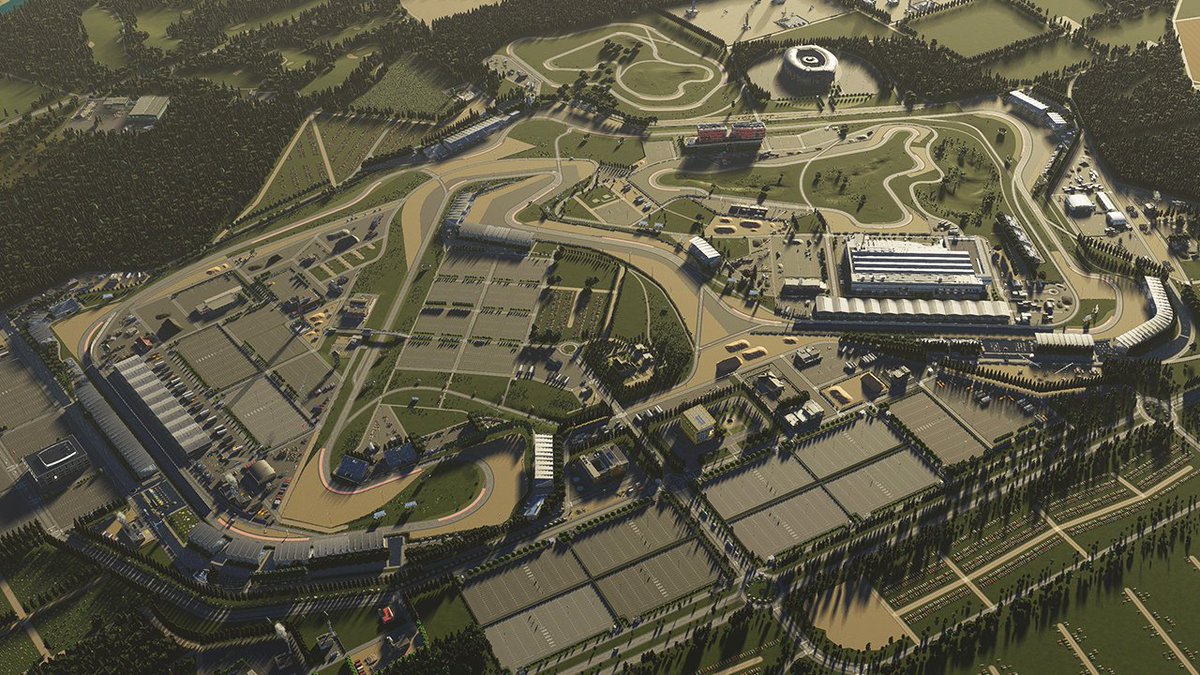 Silverstone Race Track, home of the British Grand Prix. Looking forward to showing you the full build in a few days. Also thanks to everyone who watched, liked &amp; shared the Race video, hope you enjoyed! 🏎️🏁🇬🇧 #citiesskylines2 <a href="/ColossalOrder/">Colossal Order</a>