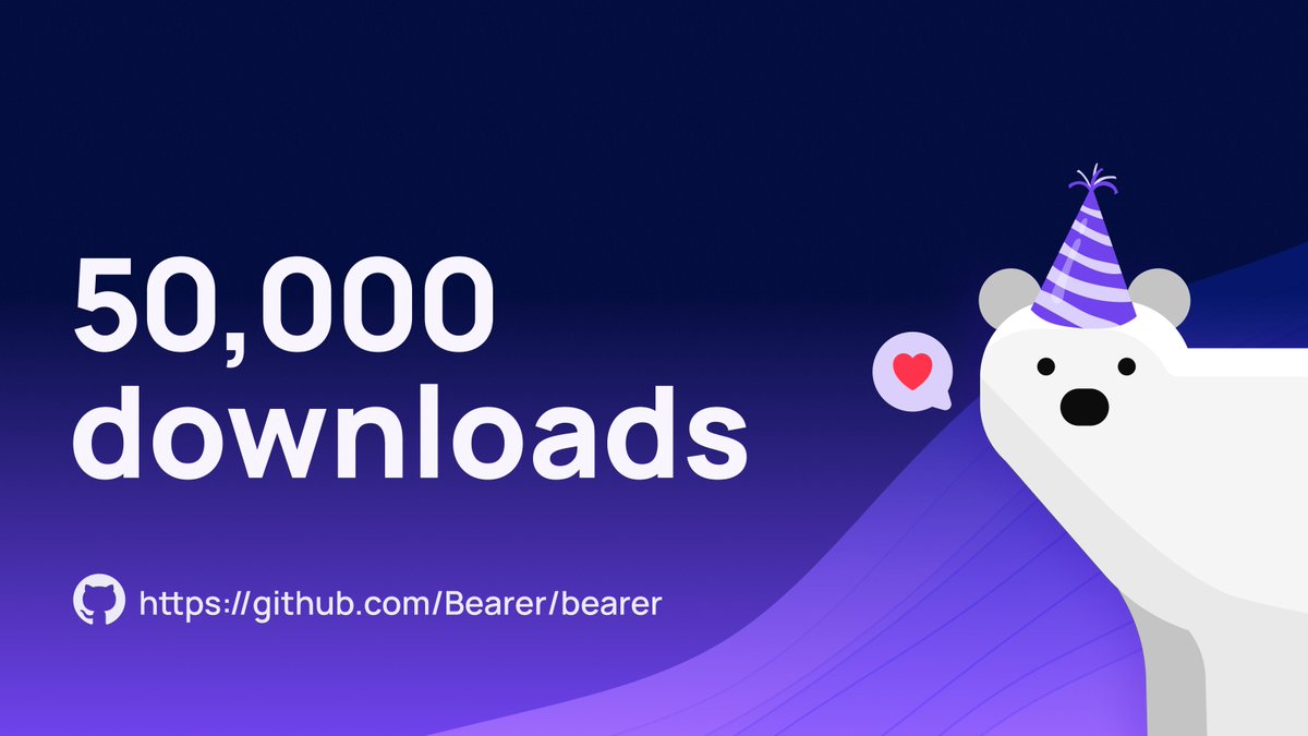 🚀 Our free &amp; open code security (SAST) scanner just hit 50K downloads since March! 

Read more on our blog: bearer.com/blog/celebrati…

Thanks to our amazing community for joining us on this journey. Stay tuned for more exciting announcements in January!