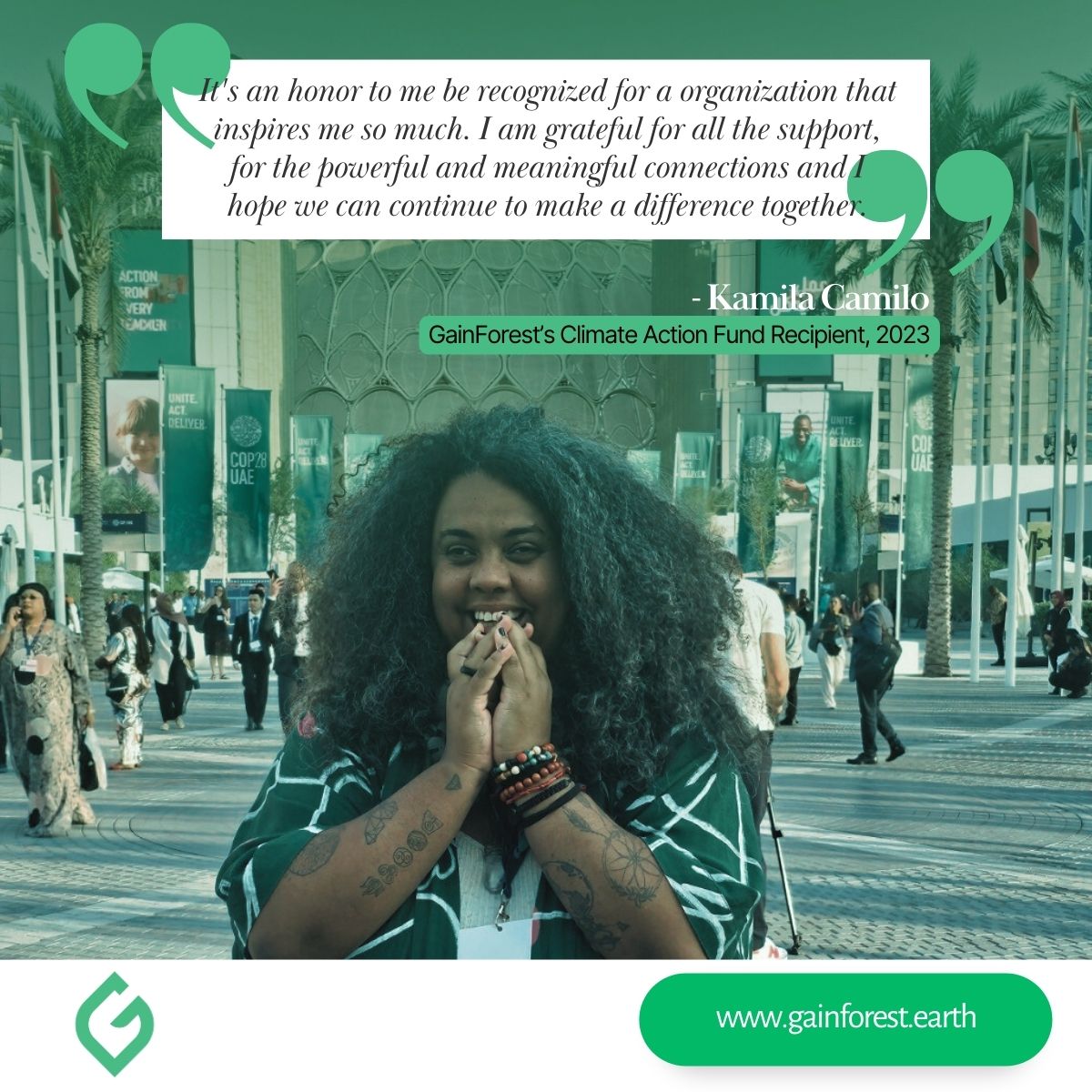 We're excited to share our climate action fund's latest milestone! 🎉 This year, we proudly supported <a href="/kamilacamilo_/">Kamila Camilo</a> , a true climate hero, through our initiative dedicated to amplifying the voices of the Global South at COP. She was able to use hers at the #COP28 and it turned