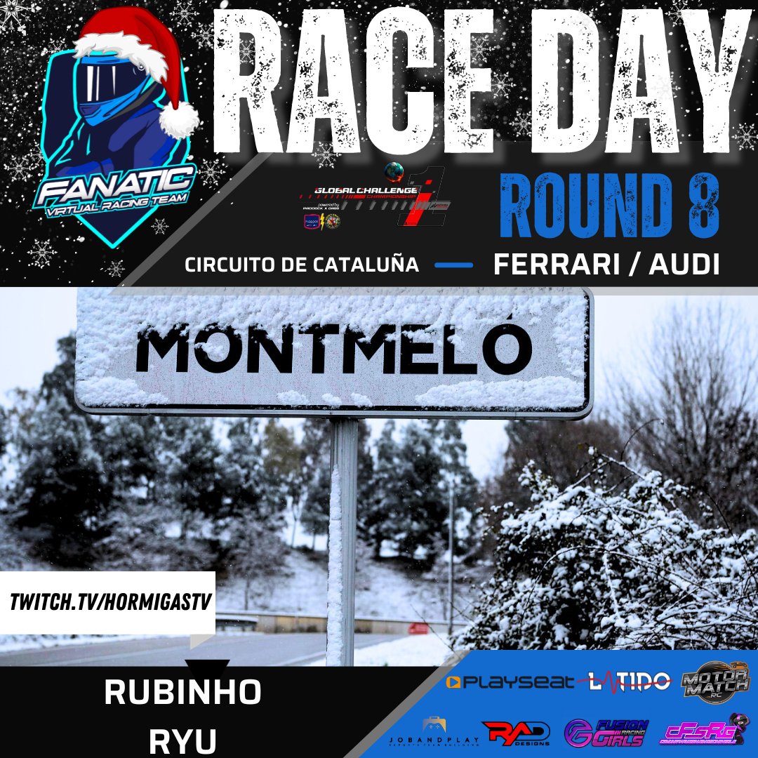 FANATIC Virtual Racing Team (@fanaticvirtual) on Twitter photo 🚦 Race
📌 Jornada 8
🎮 #acc
🔷 Global Challenge
🚩 Circuito de Cataluña
Qualy 22:00h
Race: 22:30h
twitch.tv/hormigastv
👤 <a href="/fvrt_Rubinho/">Rubinho</a>
👤 <a href="/ryuiroshy/">Fvrt_Ryu</a>
💼 <a href="/PlayseatSpain/">Playseat Iberica Internacional SL</a> @jobandplay <a href="/latidoshop/">Latido</a> <a href="/MotorMatchRC/">MotorMatch RC</a>
👥 <a href="/RacingFusion/">Fusion Racing Girls</a> <a href="/Communityfrgirl/">Community fusion Sim Racing Girls</a> <a href="/RadMad32/">Radmad32_designs</a>
#simracing 🚦 Race
📌 Jornada 8
🎮 #acc
🔷 Global Challenge
🚩 Circuito de Cataluña
Qualy 22:00h
Race: 22:30h
twitch.tv/hormigastv
👤 <a href="/fvrt_Rubinho/">Rubinho</a>
👤 <a href="/ryuiroshy/">Fvrt_Ryu</a>
💼 <a href="/PlayseatSpain/">Playseat Iberica Internacional SL</a> @jobandplay <a href="/latidoshop/">Latido</a> <a href="/MotorMatchRC/">MotorMatch RC</a>
👥 <a href="/RacingFusion/">Fusion Racing Girls</a> <a href="/Communityfrgirl/">Community fusion Sim Racing Girls</a> <a href="/RadMad32/">Radmad32_designs</a>
#simracing