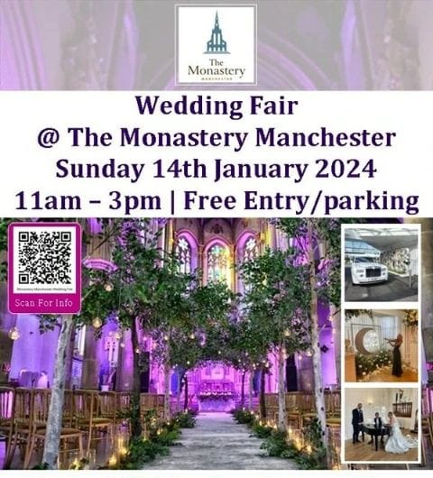 Wedding Fair @ The Monastery Manchester

Sunday 14th January 2024

>> Click link below for more full details at:
 weddingvenuesinengland.co.uk/monastery-manc…

#themonasterymanchester #themonasterymanchesterweddings  #manchesterbrides #manchesterweddings
#northwestwedding #2024wedding #2025wedding