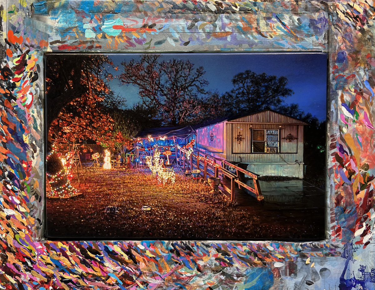 RodPenner's tweet image. Merry Mobile Home, Acrylic on canvas, 5 x 7-1/2 in. (12.7 x 19 cm)⁣
⁣#MerryChristmas2023
