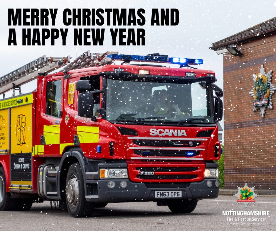 Merry Christmas from us all here at @nottsfire 🎄🥳 A big thank you to all our firefighters, officers, Control operators and support staff still working over the Christmas period to keep us safe 🧡