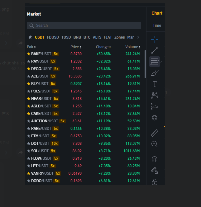 New update #binance good for trader with vol and change is displayed the same row