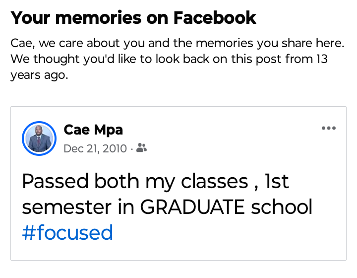 Facebook memories #graduatestudent