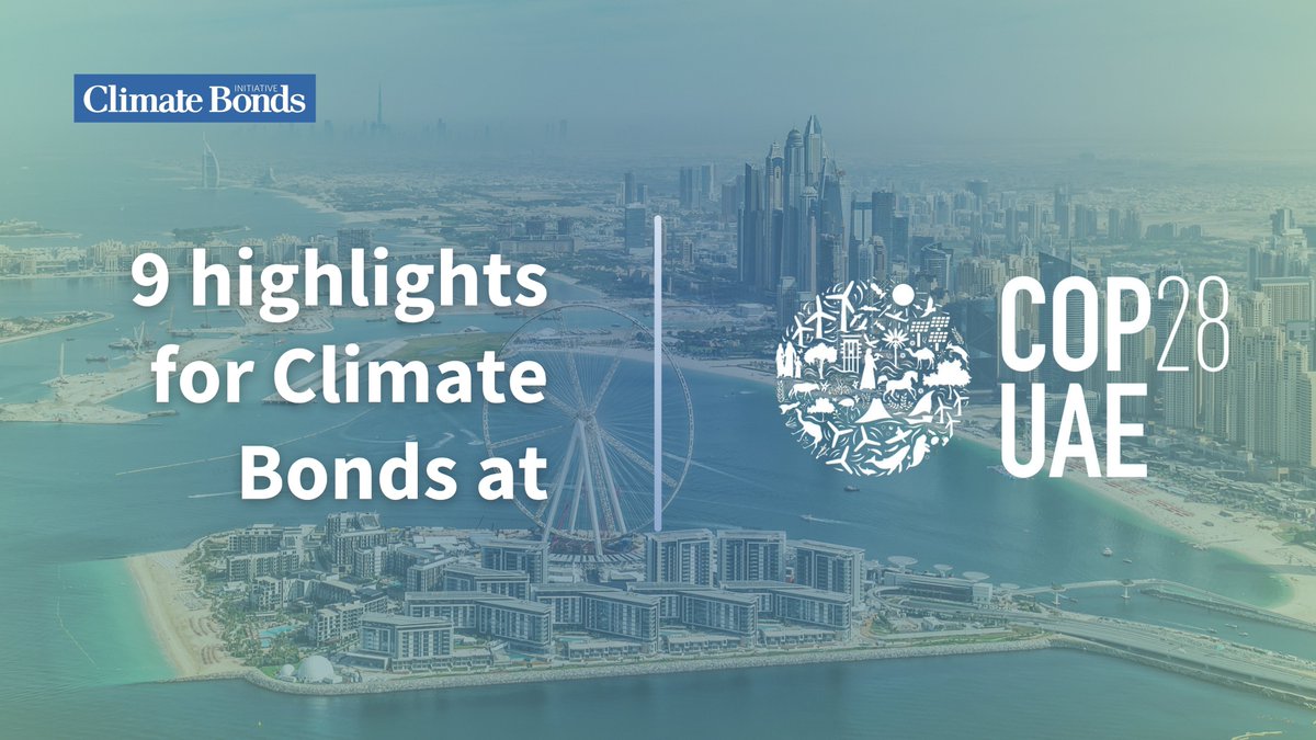 Climate Bonds (@climatebonds) on Twitter photo Straight from Dubai: 9️⃣ highlights for <a href="/ClimateBonds/">Climate Bonds</a> at #COP28! 👀🌍
Discover our perspective on the latest developments in #ClimateAction. 🌱
➡️ Read the full blog post here: shorturl.at/mrtK4 Straight from Dubai: 9️⃣ highlights for <a href="/ClimateBonds/">Climate Bonds</a> at #COP28! 👀🌍
Discover our perspective on the latest developments in #ClimateAction. 🌱
➡️ Read the full blog post here: shorturl.at/mrtK4