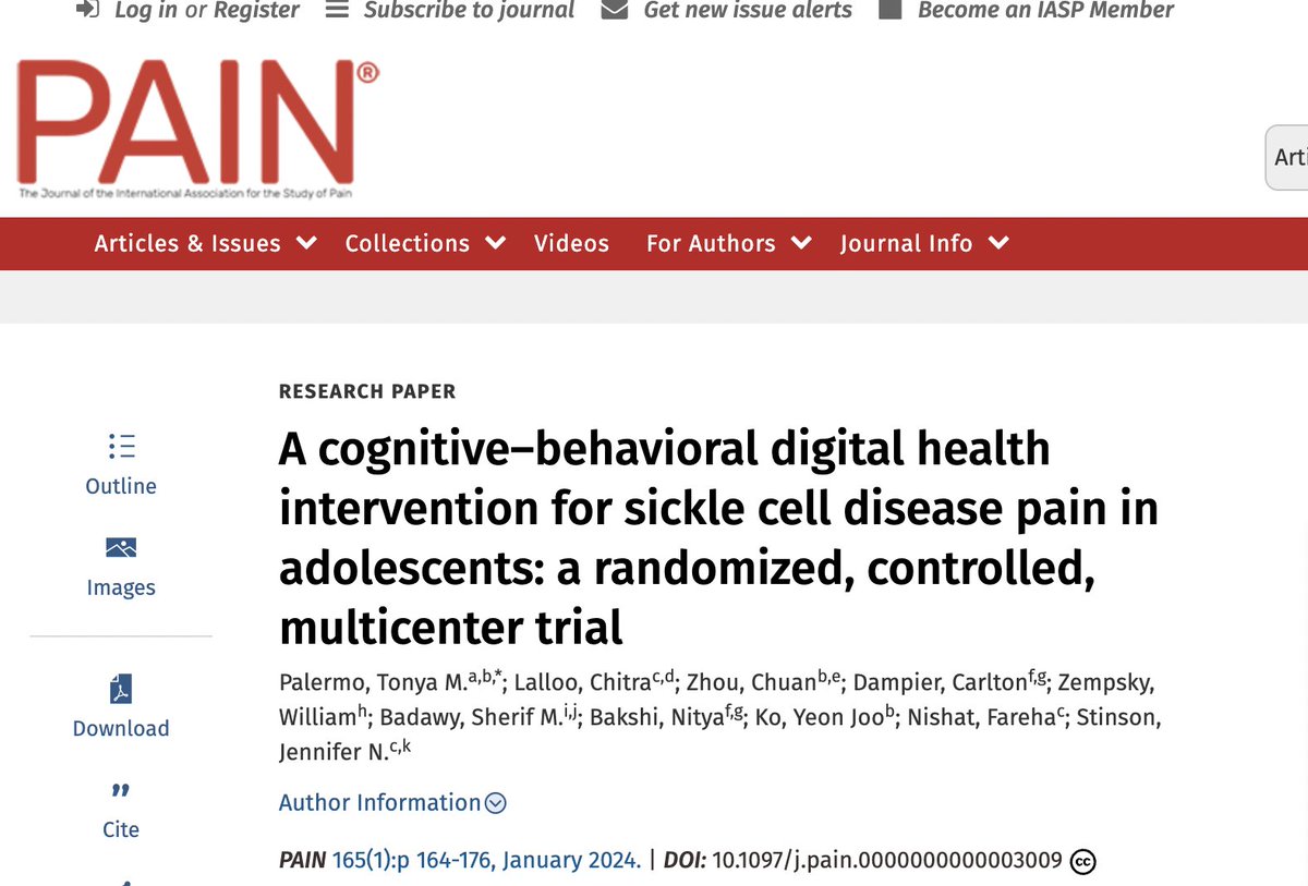 Not one, but *two* RCTs of novel behavioural #pain interventions for #adolescents in this month's @PAINthejournal 🤩. Great to see these from @Laura_Simons @wicksell_rikard & @TonyaPalermo @DrJenStinson teams. Looking forward to even more progress in paediatric pain in 2024!