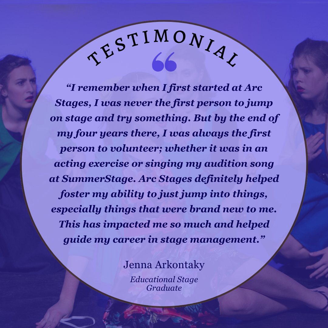 “Arc Stages definitely helped foster my ability to just jump into things, especially things that were brand new to me. 🎭
- Jenna Arkontaky

Register now for Spring Educational Stage Classes and Workshops!

#ActorTestimonial #EducationalStage #ArcStages