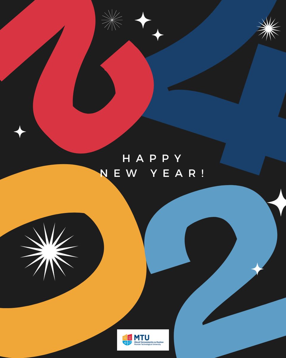 Happy New Year to all students and staff. Wishing you the best for 2024. MTU Libraries have re-opened after the Christmas break. Check out the link in our bio to see our current opening hours. #HappyNewYear #library #university