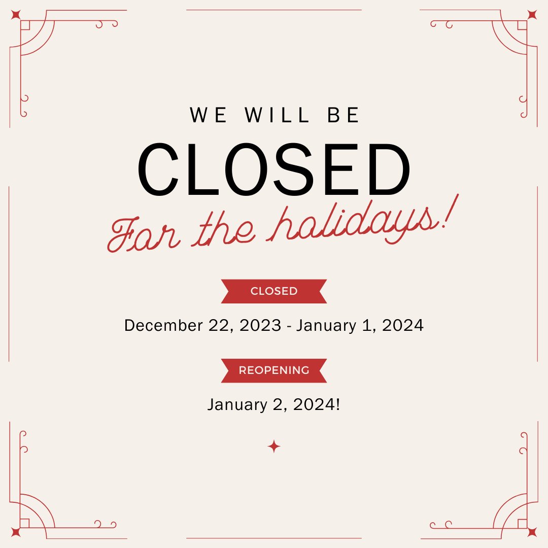 Our offices will be closed starting TOMORROW, December 22 and will reopen January 2, 2024!⁠
⁠
Thanks for an incredible year filled with exploration, education, bugs, trees, community, and more 🤍⁠
⁠
We'll see you next year 🤪