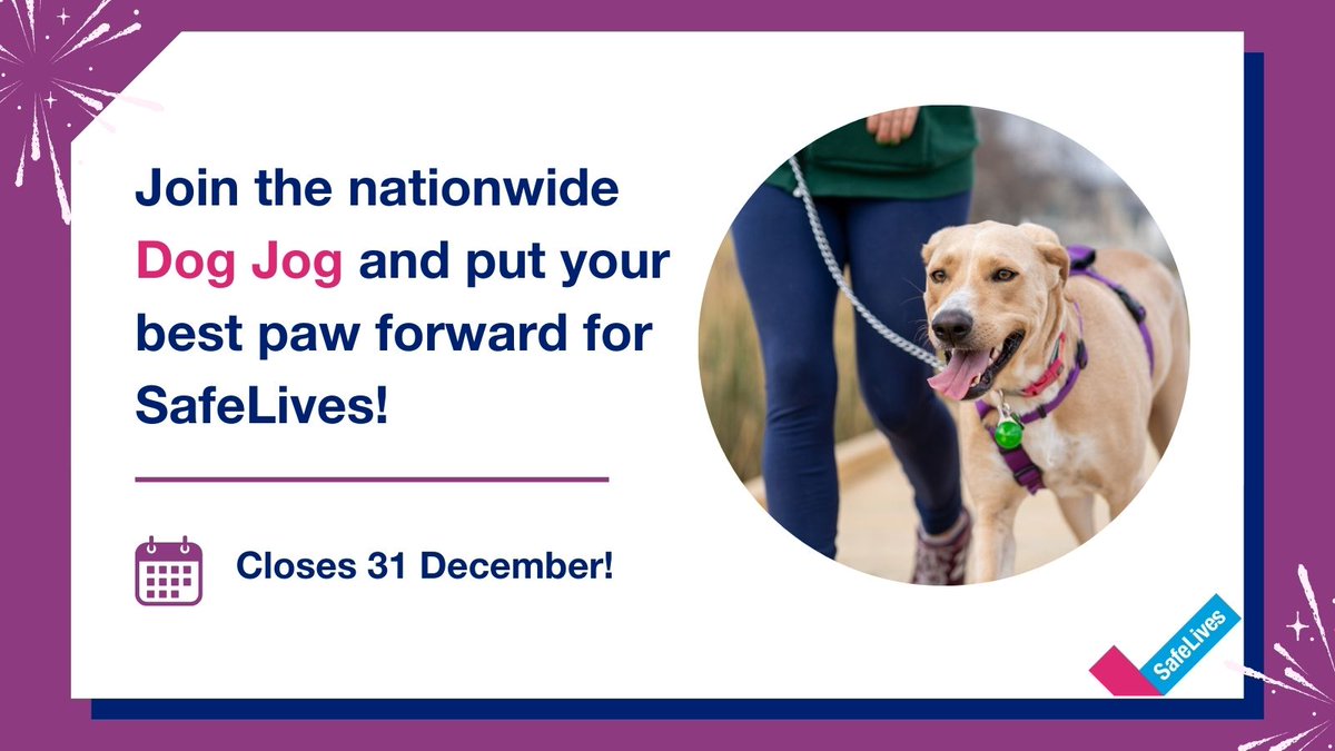 Fancy a fabulous fundraising challenge in 2024? How about a fun run alongside your favourite furry friend with the nationwide #DogJog? Sign up for a free place & the funds you raise will ensure we keep doing crucial work to end #DomesticAbuse. bit.ly/47WRpou