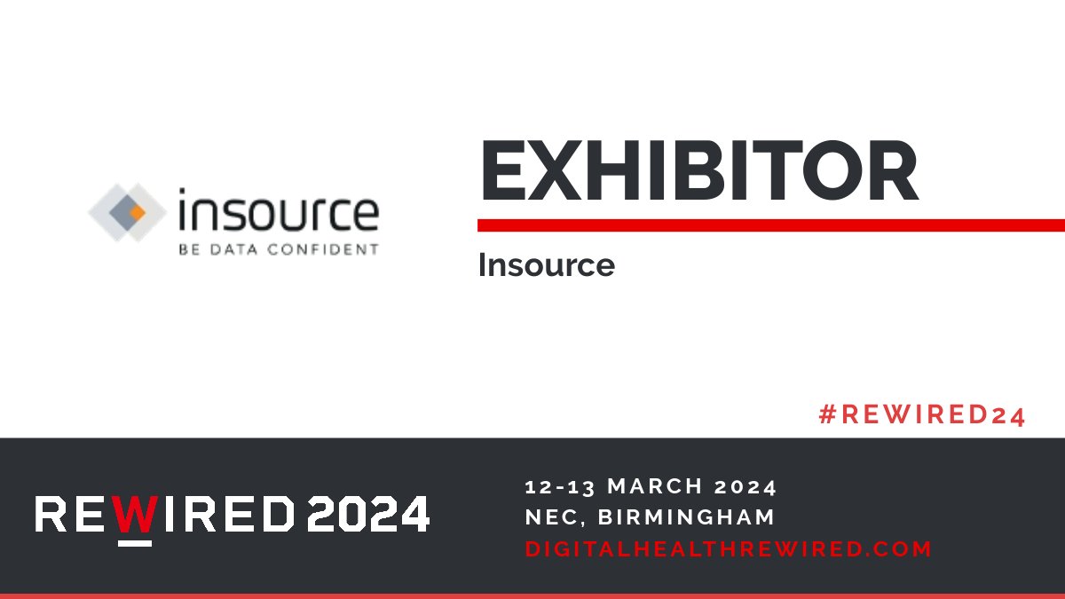 🔈Announcement: We are excited to announce our #Rewired24 exhibitor, @Insource_Data, who bring the power of data to healthcare organisations to help drive better patient outcomes. 🙌See more sponsors and exhibitors here >> digitalhealthrewired.com/sponsors-2024/