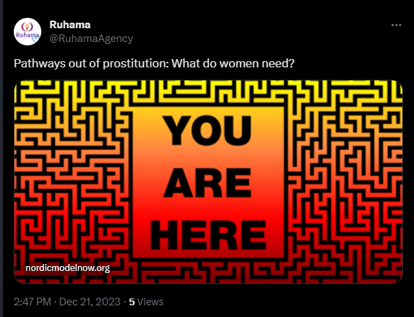 GayeDalton's tweet photo. Transwomen who need out of selling sex need to avoid orgs like @nordicmodelnow with affiliations to gender critical extremists or @ruhamaagency and @serpucd who cite gender critical activists at least 43x to support their #pathwaystoexit strategy https://t.co/KY2wDuNx6k https://t.co/DSJYLONDLd